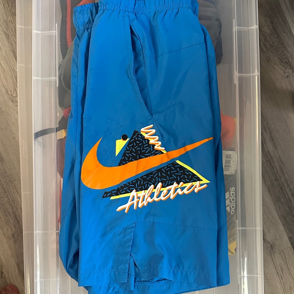 adidas Blue and Orange retro Athletic Shorts